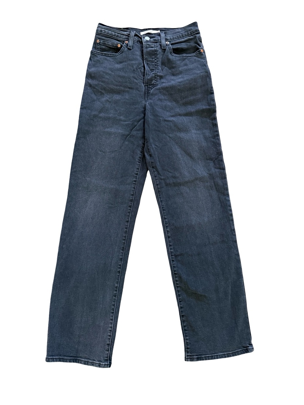 Levi’s Ribcage Straight High Rise Black Wash Jeans 28
